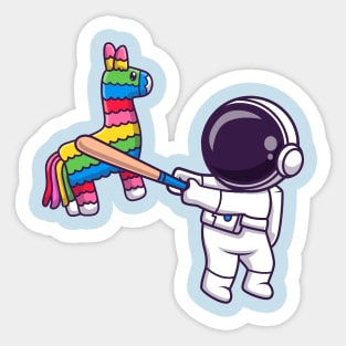 Cute Astronaut Hit Pinata Cartoon Sticker